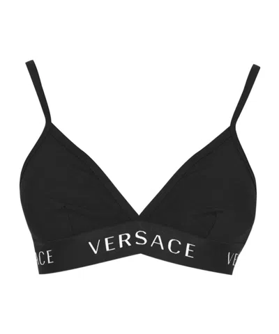 Versace Logo Bra In Black