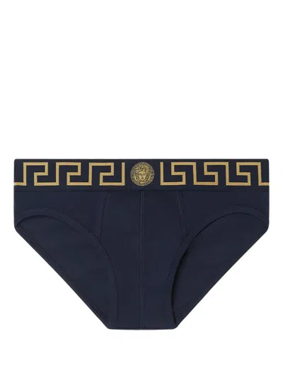 Versace Logo Briefs In Blue