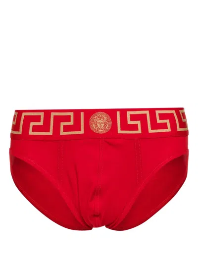 Versace Logo Briefs In Red