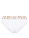 Versace Stretch Cotton Boxer Shorts With Greek Motif In White