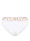 Versace Stretch Cotton Boxer Shorts With Greek Motif In White