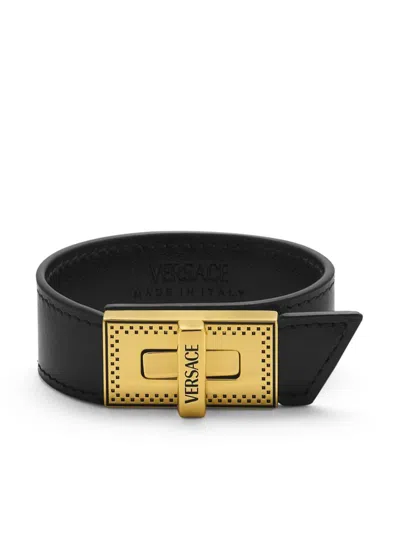 Versace Logo-buckle Bracelet In Gold