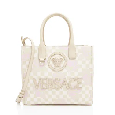 Versace Logo Canvas La Medusa Small Tote In Multi