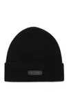 Versace Logo-patch Wool Beanie In Black