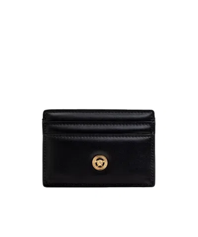 Versace Logo Card Holder In Black