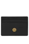 Versace Man Black Leather Medusa Biggie Card Holder In Multicolor