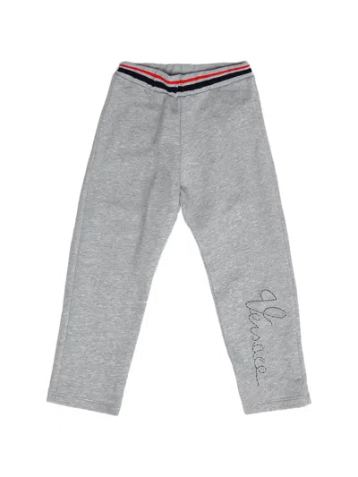 Versace Kids' Logo Casual Trousers In Gray