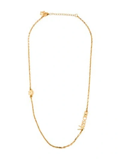 Pre-owned Versace Logo Chain Necklace, 22" In Multi