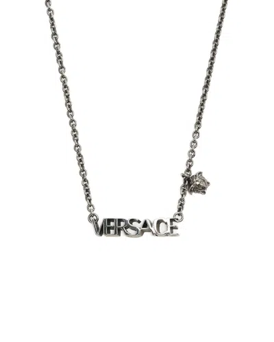 Versace Logo Chain Necklace In Silver