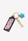 Versace Logo Charm Key Chain In Multicolor