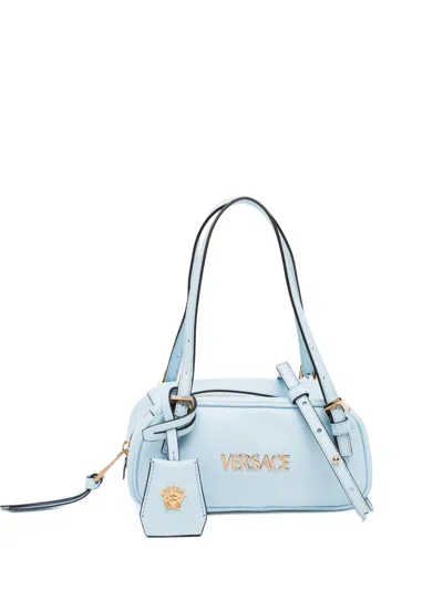 Versace Logo Charm Shoulder Bag In Blue