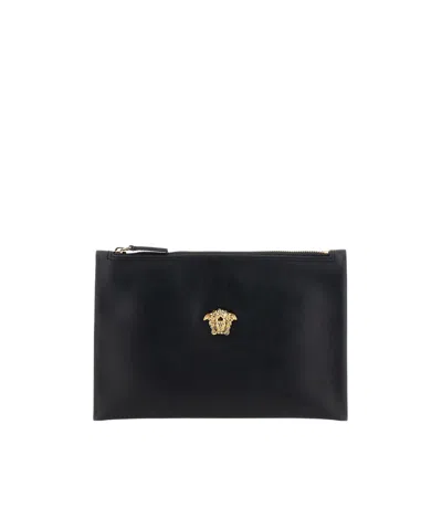 Versace Logo Clutch In Black