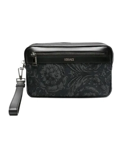 Versace Logo Clutch In Black