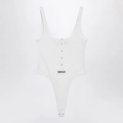 Versace Logo Cotton Bodysuit In White