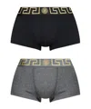 Versace Logo Waistband Stretch Hosiery Greek Key In Black