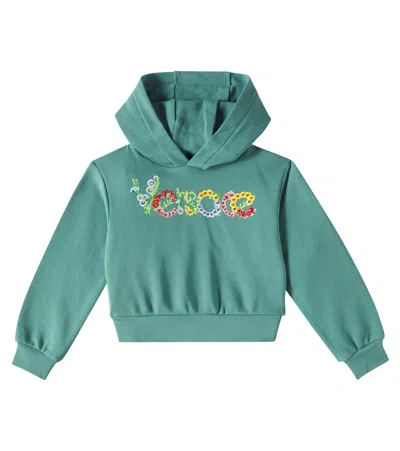 VERSACE LOGO COTTON JERSEY HOODIE