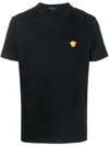 Versace Medusa Embroidered Black Cotton Jersey T-shirt In Black