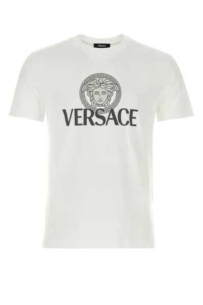Versace Logo Cotton T-shirt In White