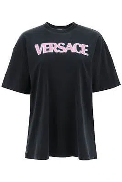 Pre-owned Versace Logo Cotton T-shirt In Black