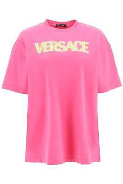 Pre-owned Versace Logo Cotton T-shirt In Pink