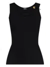 Versace Safety Pin Ribbed Tank Top Clothing In Black