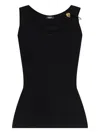 Versace Safety Pin Ribbed Tank Top Clothing In Black