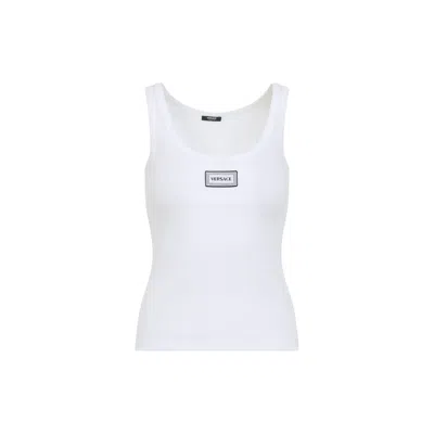 Versace Cotton Tops Tank Top In White