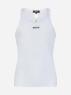 Versace Geripptes Tanktop Aus Baumwolle Mit Logo In White