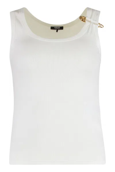 VERSACE VERSACE LOGO COTTON TANK TOP