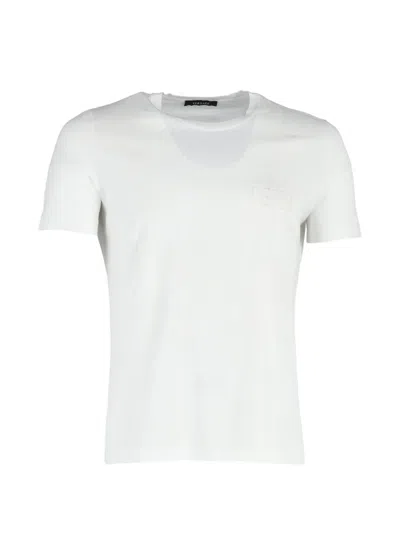 Pre-owned Versace Logo Crew-neck T-shirt In White