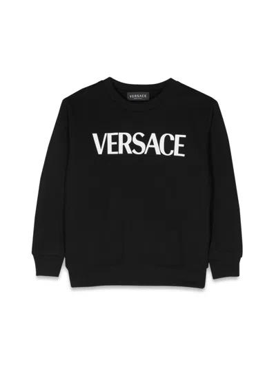 Versace Kids' Logo Crewneck Sweatshirt In Black