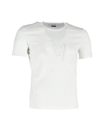VERSACE LOGO CREWNECK T-SHIRT IN WHITE COTTON
