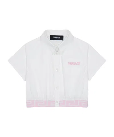 Versace Logo Cropped Shirt Juniors In White