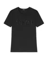 Versace Crystal Logo Crew Neck Top In Black