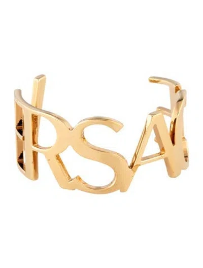 Pre-owned Versace Logo Cuff Bracelet, 6" In Multicolor