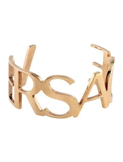 Pre-owned Versace Logo Cuff Bracelet, 6.25" In Multicolor