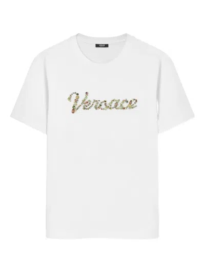Versace Logo-design Cotton T-shirt In White