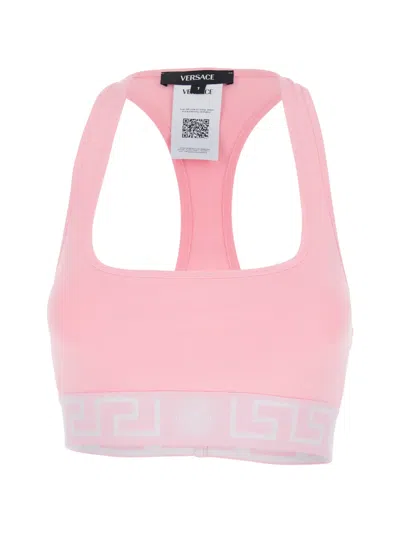 Versace Logo-detail Bra In Pink