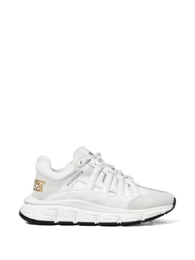 Versace Kids' Logo-detail Lace-up Sneakers In White