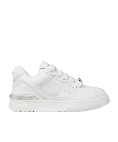 Versace Logo Detailed Lace Up Sneakers In White