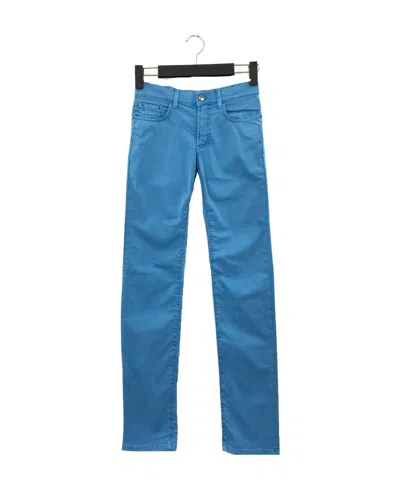 Versace Logo Details Jeans In Blue