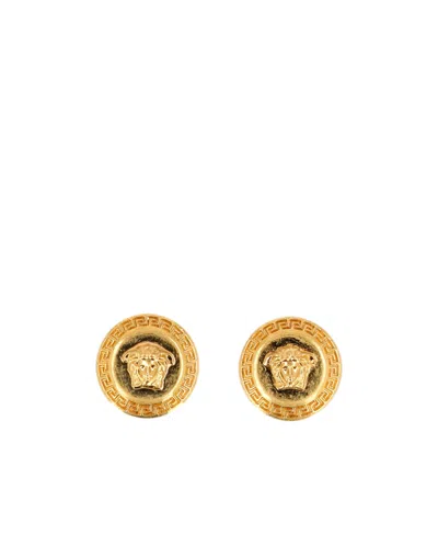 Versace Logo Earrings In Yellow