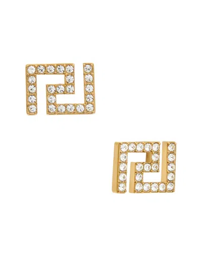 Versace Logo Earrings In Yellow