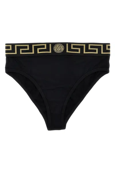 Versace Logo Elastic Briefs In Black