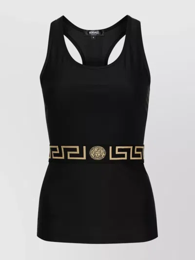 VERSACE LOGO ELASTIC TANK TOP WITH PLEATED SKIRT