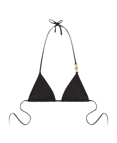 Versace Logo-embellished Bikini Top In Black
