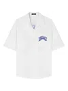 Versace Medusa Logo Cotton Poplin Camp Shirt In Yellow