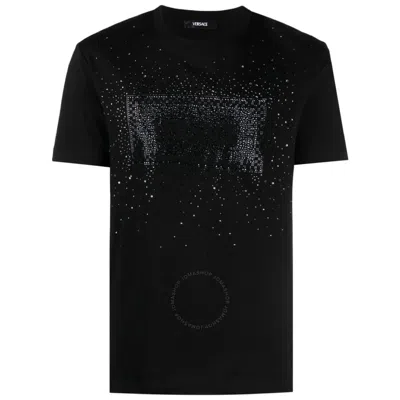Versace Logo-embellished Cotton T-shirt In Black