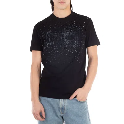 Versace Logo-embellished Cotton T-shirt, Size Medium In Black
