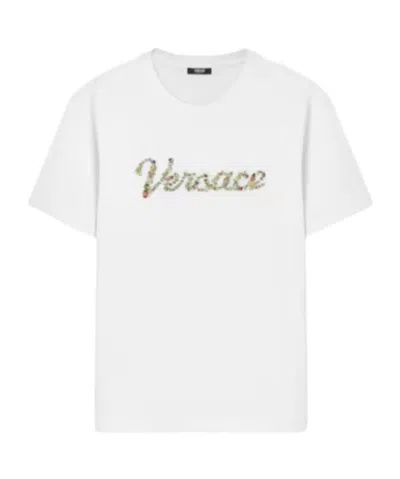 VERSACE VERSACE LOGO-EMBELLISHED CREWNECK T-SHIRT
